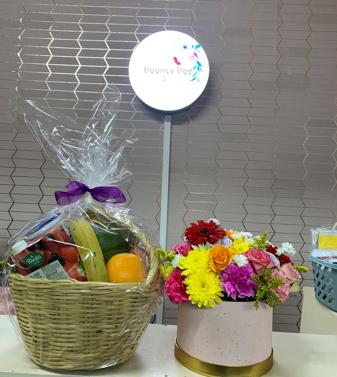 Fruit hamper and flower box Combo